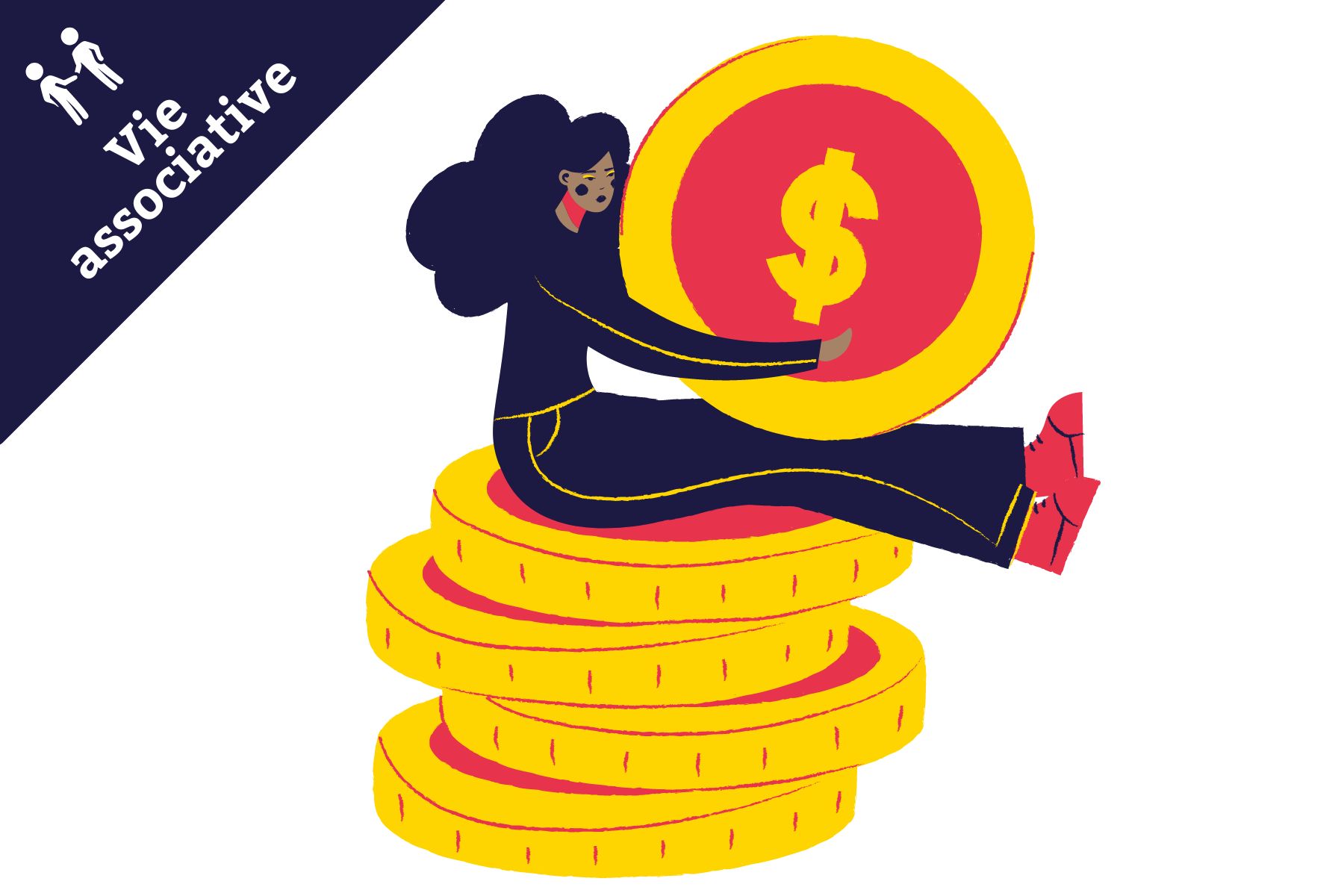 Femme assise sur de l'argent